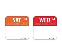 Vogue Colour Coded Food Labels Wednesday Red - (Roll 1000) & Vogue Colour Coded Food Labels Saturday Orange - (Roll 1000)