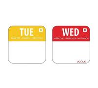 Vogue Colour Coded Food Labels Wednesday Red - (Roll 1000) & Vogue Colour Coded Food Labels Tuesday Yellow - (Roll 1000)