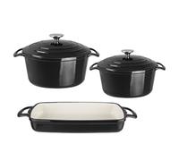 Vogue Cook Like A Pro 3-Piece Cast Iron Casserole Dish Set