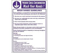 Vogue Cross Contamination Wash Hands - 300x200mm 11 3/4x7 3/4" (Self-Adhesive)