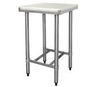 Vogue Cutting Board Table St/St - 500x500x900mm 19 3/4x19 3/4x35 1/2" | Robust rubberwood construction offers stable prep space with non-slip feet to ensure safety in busy commercial kitchens.