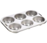 Vogue Deep Muffin Tray 6 Cup - Stainless Steel, Dishwasher Safe Baking Mold E714