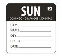 Vogue Dissolvable Day of the Week Labels - Sunday in Black - Pack Quantity - 250