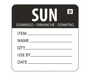 Vogue Dissolvable Day of the Week Labels - Sunday in Black - Pack Quantity - 250