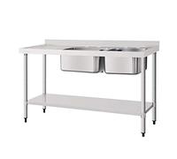 Vogue Double Sink Left Hand Drainer 1500 mm, Stainless Steel, Size: 1500(W) x 600(D) mm, Self Assembly, Taps Sold Separately, DY825