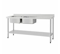 Vogue - Double Sink Right Hand Drainer in Silver - Stainless Steel - 1200mm