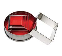 Vogue Square Plain Pastry Cutter Set (Pack of 6), Silver, Size: 36-70 mm, Material: Mild Steel - Scones, Icing or Cookie Cutter Set of 6, Sizes: 36, 44, 48, 55, 60, & 70 mm, E017