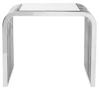 Vogue End Table - Glass and Chrome - Slatted Curved