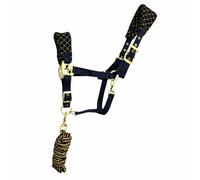 Vogue Fleece Horse Headcollar with Matching Rope (Black, Full)
