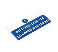 Vogue All Food Covered & Dated Sign - 200x100mm 8x4" (Self-Adhesive)