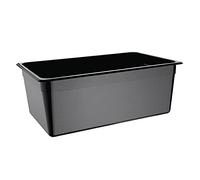 Vogue Gastronorm Container 1/1, Black Polycarbonate Tray, Depth: 200 mm, Capacity: 25.6 L, Temperature Range: -40°C to 100°C, Stackable - Dishwasher, Fridge Freezer Safe, Commercial and Home, U457