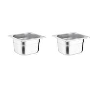 Vogue Gastronorm Pan 1/6, Stainless Steel Tray, Depth: 100 mm, Capacity: 1.7 Litres, Hot and Cold Food Storage Container, Bain Marie Compatible, Lid Sold Separately, K991 (Pack of 2)