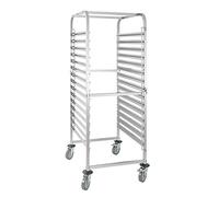 Vogue Gastronorm Racking Trolley 15 Level Stainless Steel, 1715mm | Holds up to 15x 2/1GN or 30x 1/1GN trays; four smooth-running castors include two brakes for effortless transport.