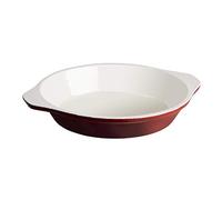 Vogue GH315 Round Red Cast Iron Gratin Dish 400ml Baking Roasting Oven | Oven-to-table design keeps food hot at service, with a tough enamelled interior that prevents sticking for quick clean-up.