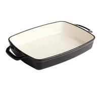 Vogue GH324 Rectangular Black Cast Iron Dish 2.8Ltr 55X390X235mm Baking Roasting