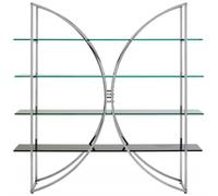Vogue Glass and Chrome Open D Shape Shelving Unit - Wide