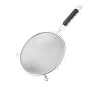 Vogue Heavy Duty Sieve 24 cm, Silver & Black, Tinned Double Mesh, Flour Sifter, Ergonomic Handle, 2x Resting Hooks, Easy Clean Design, FE743