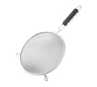 Vogue Heavy Duty Sieve 24 cm, Silver & Black, Tinned Double Mesh, Flour Sifter, Ergonomic Handle, 2x Resting Hooks, Easy Clean Design, FE743