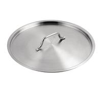 Vogue Heavy Duty Stainless Steel Saucepan and Stock Pot Lid, 360mm, 360 mm | Recessed design traps heat and moisture to speed up cooking, with an oven-safe build and a central handle for safe lifting.