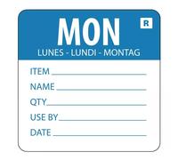 Vogue/Hygiplas L066 Day Of The Week Label, Monday, Blue (Roll of 500)