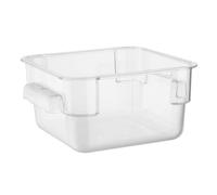 Vogue Hygiplas Polycarbonate Square Storage Container, 1.5 Ltr | Saves shelf space in busy commercial kitchens while shatterproof construction prevents cracks if dropped.