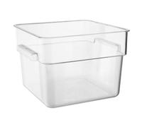 Vogue Hygiplas Polycarbonate Square Storage Container, 10 Ltr | Maximises vertical space in commercial fridges and pantries with a secure, stackable design to ensure effortless retrieval.