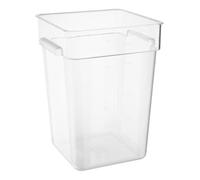 Vogue Hygiplas Polycarbonate Square Storage Container, 20 Ltr | Nestable design saves vital kitchen workspace, with airtight sealing to keep dry ingredients fresh in busy commercial venues.
