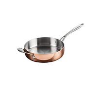 Vogue Induction Tri-Wall Copper Saute Pan - 240mm 9" | Thermostatically controlled cool-touch handle ensures safe, comfortable handling during busy commercial kitchen service.