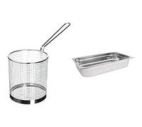 Vogue J719 Spaghetti Basket 15cm Stainless Steel Cooking Kitchen Boiler Commercial Bundle with Vogue 12943 Stainless Steel 1/1 Gastronorm Pan 100mm, Silver