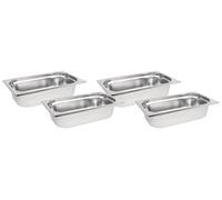Vogue K818 Stainless Steel 1/4 Gastronorm Pan 1.7Ltr/65mm Deep Food Container, Silver (Pack of 4)