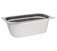 Vogue Stainless Steel 1/4 Gastronorm Tray 150 mm Deep, Silver, Capacity: 4 Litre, Size: 162(H) x 265(W) x 150(D)mm, Food-Safe Steel, Stackable Gastronorm Pan, Lid Sold Separately, K820, Pack of 1