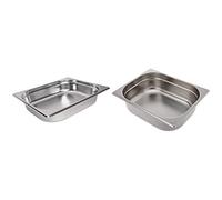Vogue K844 Stainless Steel Perforated 1/2 Gastronorm Pan 65mm Deep Food Container, Silver & 12948 Stainless Steel 1/2 Gastronorm Pan 6.2Ltr/100mm Deep Food Container, Silver