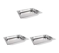Vogue K925 Stainless Steel 1/2 Gastronorm Pan 2.5Ltr/40mm Deep Food Container, Silver (Pack of 3)