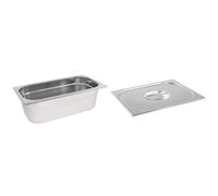 Vogue K933 Stainless Steel 1/3 Gastronorm Pan 3.7Ltr/100mm Deep Food Container, Silver & K969 Stainless Steel Lid With Centre Handle For 1/3 Gastronorm Pan