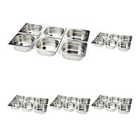 Vogue K985 Stainless Steel 1/6 Gastronorm Pan 65mm Deep Food Container Storage, Silver (Pack of 5)