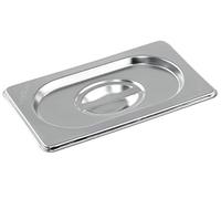 Vogue K997 Stainless Steel Lid With Centre Handle For 1/9 Gastronorm Pan | Integrated handle provides secure grip and safe transport from oven to freezer, reducing spills in commercial kitchens.