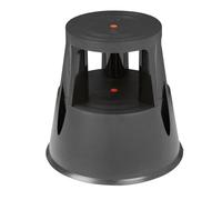 Vogue Kick Step Stool Black | Provides safe, stable access to high shelving in busy stockrooms or professional kitchens with an automatic locking base.