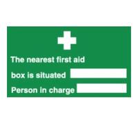 Vogue L944 Nearest First Aid Box Sign, Self Adhesive, Vinyl, 150 mm x 300 mm