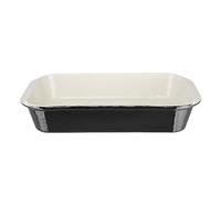 Vogue Large Cast Iron Roasting Dish 5 Litre, Black & Cream, Rectangular Enamelled Cast Iron, Size: 70(H) x 405(W) x 250(D)mm, Induction & All Hob Compatible, U572