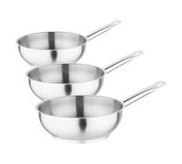 Vogue M947 Stainless Steel Saute Pan 200mm Induction Frying Kitchen Cookware, Silver (Pack of 3)