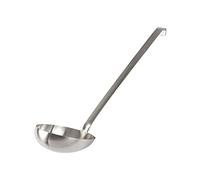 Vogue M960 Stainless Steel Ladle 125ml, 8cm Diameter, Silver, 0.125 L | Deep bowl prevents spills during service, with a Hooked handle end for secure hanging storage in busy professional kitchens.
