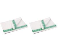 Vogue Nextday Catering E912 Glass Cloth, Linen Union, 30" x 20", Green Border (Pack of 2)