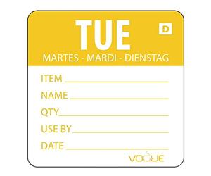 Vogue Orange Dissolvable Tuesday Labels Tuesday. Roll of 250