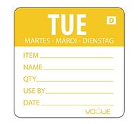 Vogue Orange Dissolvable Tuesday Labels Tuesday. Roll of 250 | Dissolving completely in water in under 30 seconds, leaving no sticky residue to prevent cross-contamination.