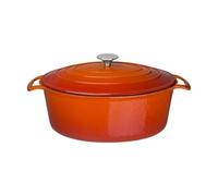 Vogue Cast Iron Oval Casserole Dish 6 Ltr, Orange, 125(H) x 230(W) x 305(D)mm, Induction & All Heat Source Compatible, GH312