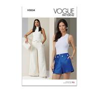 Vogue Paper Pattern V2034B5 Misses' Shorts and Trousers B5(8-10-12-14-16)