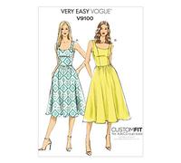 Vogue Patterns 9100, Misses Dress, Broadcloth, Multi/colour, Size A5 (6-8-10-12-14)