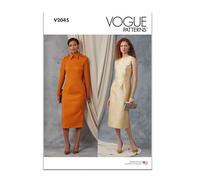 Vogue Patterns Paper Pattern V2045B5 Misses' Dress with Collar and Sleeve Variations B5(8-10-12-14-16)