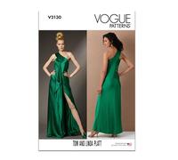 Vogue Patterns Sewing Pattern V2130R5 Misses' Bias Cut One Shoulder Dress by Tom and Linda Platt R5(14-16-18-20-22)