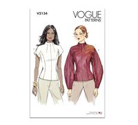 Vogue Patterns Sewing Pattern V2134H5 Misses' and Miss Petite Top with Sleeve Variations H5(6-8-10-12-14)